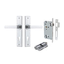 IVER Osaka Door Lever Handle On Chamfered Backplate | Entrance Kit (Key/Key) | 6 Finishes - Brushed Chrome