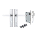 IVER Osaka Door Lever Handle On Chamfered Backplate | Entrance Kit (Key/Thumb) | 6 Finishes - Brushed Chrome