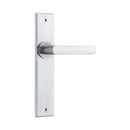 IVER Osaka Door Lever Handle On Chamfered Backplate | Passage Lever Set Only | 6 Finishes - Brushed Chrome