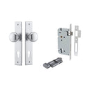 IVER Cambridge Door Knob On Chamfered Backplate | Entrance Kit (Key/Thumb) | 8 Finishes - Brushed Chrome