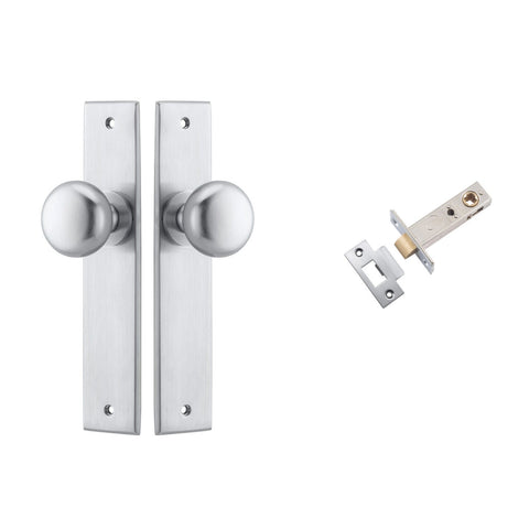 IVER Cambridge Door Knob On Chamfered Backplate | Passage Kit | 8 Finishes - Brushed Chrome