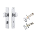 IVER Cambridge Door Knob On Chamfered Backplate | Separate Privacy Kit | 8 Finishes - Brushed Chrome