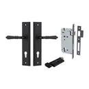 IVER Sarlat Door Lever Handle On Stepped Backplate | Entrance Kit (Key/Thumb) | 10 Finishes - Matt Black