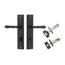 IVER Sarlat Door Lever Handle On Stepped Backplate | Separate Privacy Kit | 10 Finishes - Matt Black