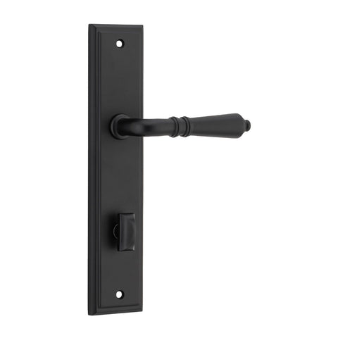 IVER Sarlat Door Lever Handle On Stepped Backplate | Privacy Lever Set Only | 10 Finishes - Matt Black