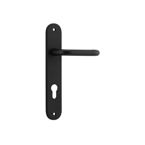 IVER Oslo Door Lever Handle On Oval Backplate | Entrance Lever Set Only | 9 Finishes - Matt Black