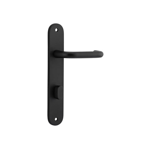 IVER Oslo Door Lever Handle On Oval Backplate | Privacy Lever Set Only | 9 Finishes - Matt Black