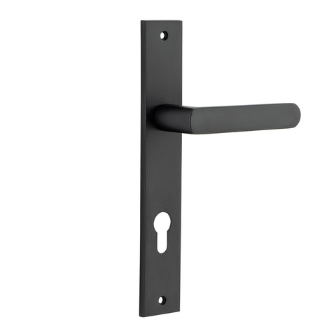 IVER Osaka Door Lever Handle On Rectangular Backplate | Entrance Lever Set Only | 6 Finishes - Matt Black