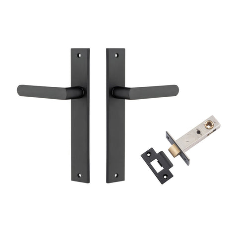 IVER Osaka Door Lever Handle On Rectangular Backplate | Passage Kit | 6 Finishes - Matt Black