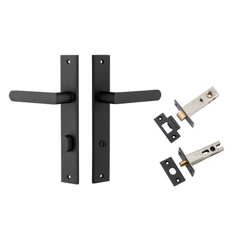 IVER Osaka Door Lever Handle On Rectangular Backplate | Separate Privacy Kit | 6 Finishes - Matt Black