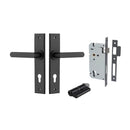 IVER Osaka Door Lever Handle On Chamfered Backplate | Entrance Kit (Key/Key) | 6 Finishes - Matt Black