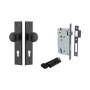 IVER Cambridge Door Knob On Chamfered Backplate | Entrance Kit (Key/Thumb) | 8 Finishes - Matt Black