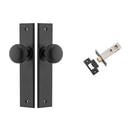 IVER Cambridge Door Knob On Chamfered Backplate | Passage Kit | 8 Finishes - Matt Black