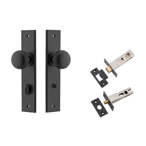 IVER Cambridge Door Knob On Chamfered Backplate | Separate Privacy Kit | 8 Finishes - Matt Black