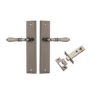 IVER Sarlat Door Lever Handle On Stepped Backplate | Passage Kit | 10 Finishes - Distressed Nickel