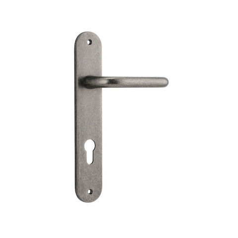 IVER Oslo Door Lever Handle On Oval Backplate | Entrance Lever Set Only | 9 Finishes - Distressed Nickel