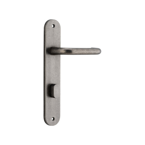 IVER Oslo Door Lever Handle On Oval Backplate | Privacy Lever Set Only | 9 Finishes - Distressed Nickel