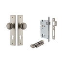 IVER Cambridge Door Knob On Chamfered Backplate | Entrance Kit (Key/Thumb) | 8 Finishes - Distressed Nickel