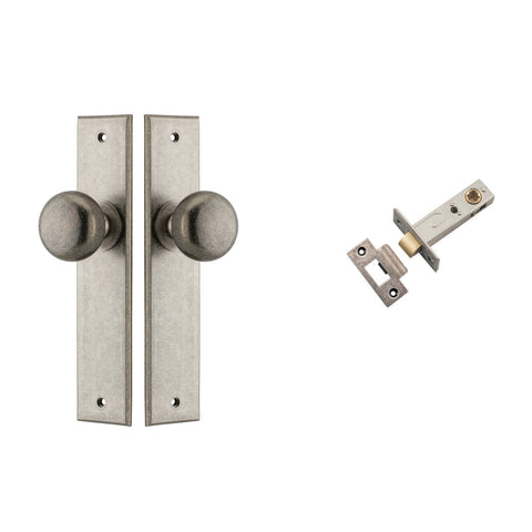 IVER Cambridge Door Knob On Chamfered Backplate | Passage Kit | 8 Finishes - Distressed Nickel
