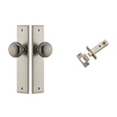 IVER Cambridge Door Knob On Chamfered Backplate | Passage Kit | 8 Finishes - Distressed Nickel