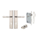IVER Sarlat Door Lever Handle On Stepped Backplate | Entrance Kit (Key/Key) | 10 Finishes - Polished Nickel