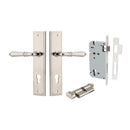 IVER Sarlat Door Lever Handle On Stepped Backplate | Entrance Kit (Key/Thumb) | 10 Finishes - Polished Nickel