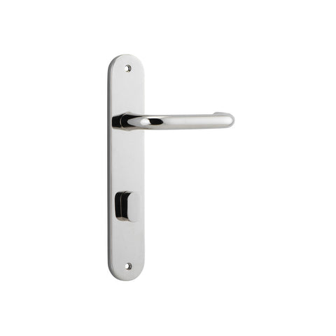 IVER Oslo Door Lever Handle On Oval Backplate | Privacy Lever Set Only | 9 Finishes - Polished Nickel