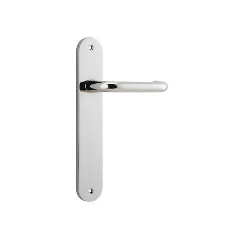 IVER Oslo Door Lever Handle On Oval Backplate | Passage Lever Set Only | 9 Finishes - Polished Nickel