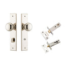 IVER Cambridge Door Knob On Chamfered Backplate | Separate Privacy Kit | 8 Finishes - Polished Nickel