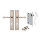 IVER Sarlat Door Lever Handle On Stepped Backplate | Entrance Kit (Key/Key) | 10 Finishes - Satin Nickel