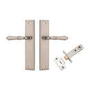 IVER Sarlat Door Lever Handle On Stepped Backplate | Passage Kit | 10 Finishes - Satin Nickel
