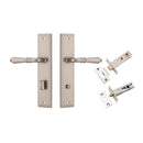 IVER Sarlat Door Lever Handle On Stepped Backplate | Separate Privacy Kit | 10 Finishes - Satin Nickel
