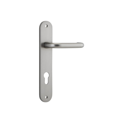 IVER Oslo Door Lever Handle On Oval Backplate | Entrance Lever Set Only | 9 Finishes - Satin Nickel