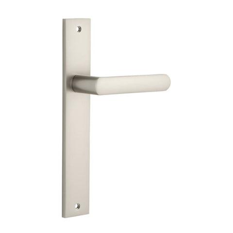 IVER Osaka Door Lever Handle On Rectangular Backplate | Passage Lever Set Only | 6 Finishes - Satin Nickel