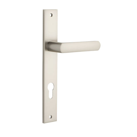 IVER Osaka Door Lever Handle On Rectangular Backplate | Entrance Lever Set Only | 6 Finishes - Satin Nickel