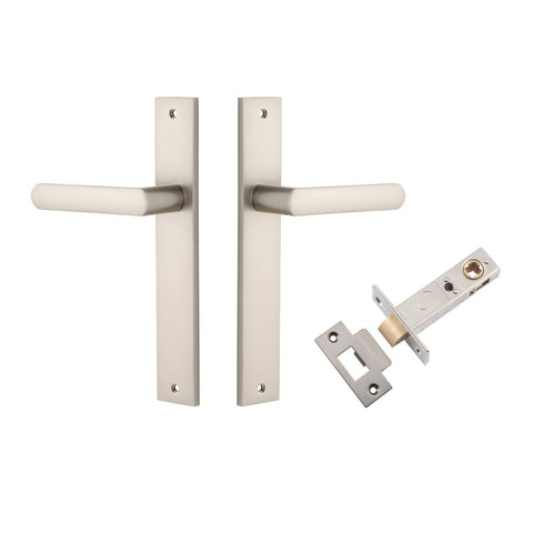 IVER Osaka Door Lever Handle On Rectangular Backplate | Passage Kit | 6 Finishes - Satin Nickel