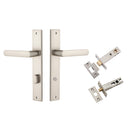 IVER Osaka Door Lever Handle On Rectangular Backplate | Separate Privacy Kit | 6 Finishes - Satin Nickel