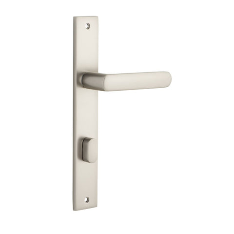 IVER Osaka Door Lever Handle On Rectangular Backplate | Privacy Lever Set Only | 6 Finishes - Satin Nickel