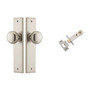 IVER Cambridge Door Knob On Chamfered Backplate | Passage Kit | 8 Finishes - Satin Nickel