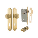 IVER Guildford Door Knob On Shouldered Backplate | Entrance Kit (Key/Key) | 8 Finishes - Brushed Brass