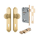 IVER Guildford Door Knob On Shouldered Backplate | Entrance Kit (Key/Thumb) | 8 Finishes - Brushed Brass