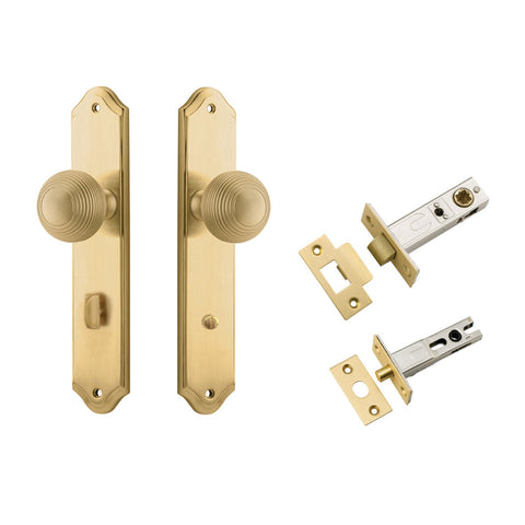 IVER Guildford Door Knob On Shouldered Backplate | Separate Privacy Kit | 8 Finishes - Brushed Brass
