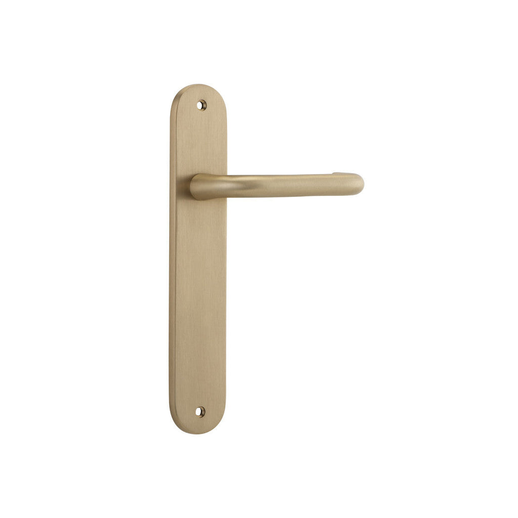 IVER Oslo Door Lever Handle On Oval Backplate | Passage Lever Set Only | 9 Finishes - Brushed Brass