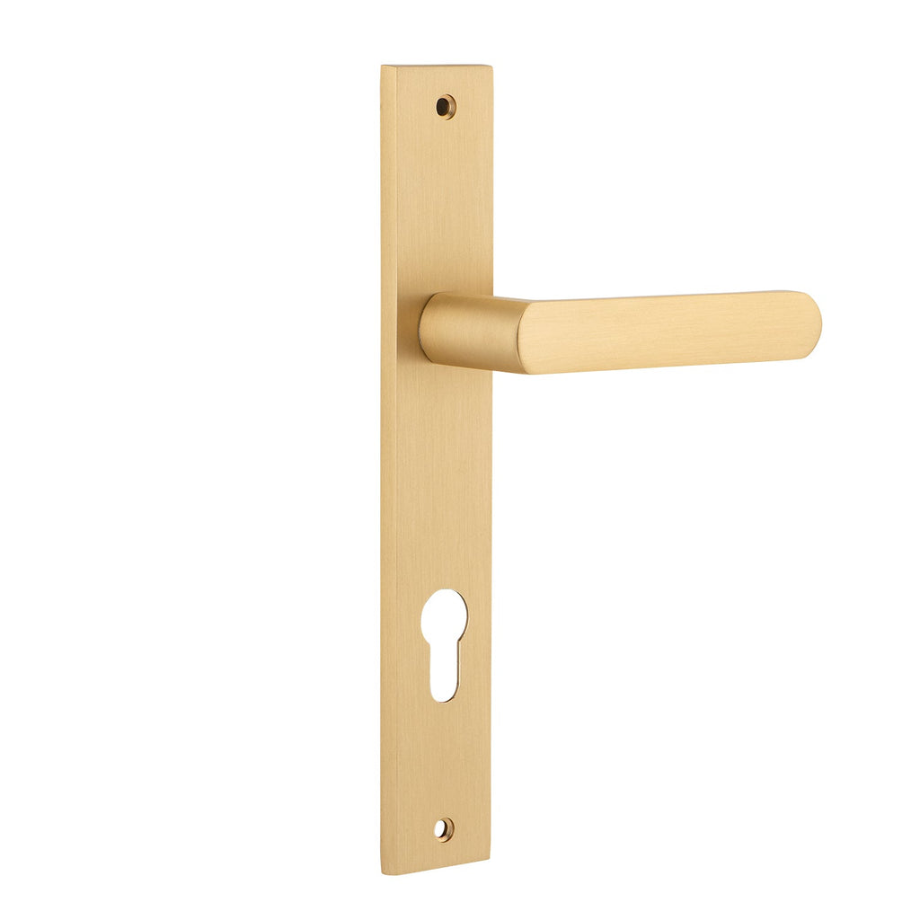 IVER Osaka Door Lever Handle On Rectangular Backplate | Entrance Lever Set Only | 6 Finishes - Brushed Brass