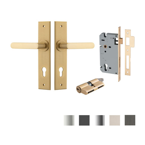 IVER Osaka Door Lever Handle On Chamfered Backplate | Entrance Kit (Key/Key) | 6 Finishes