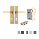 IVER Osaka Door Lever Handle On Chamfered Backplate | Entrance Kit (Key/Key) | 6 Finishes