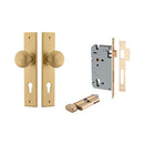 IVER Cambridge Door Knob On Chamfered Backplate | Entrance Kit (Key/Thumb) | 8 Finishes - Brushed Brass