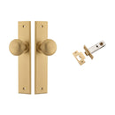 IVER Cambridge Door Knob On Chamfered Backplate | Passage Kit | 8 Finishes - Brushed Brass