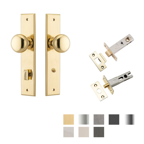 IVER Cambridge Door Knob On Chamfered Backplate | Separate Privacy Kit | 8 Finishes
