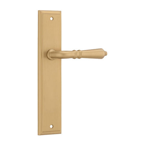 IVER Sarlat Door Lever Handle On Stepped Backplate | Passage Lever Set Only | 10 Finishes - Brushed Brass